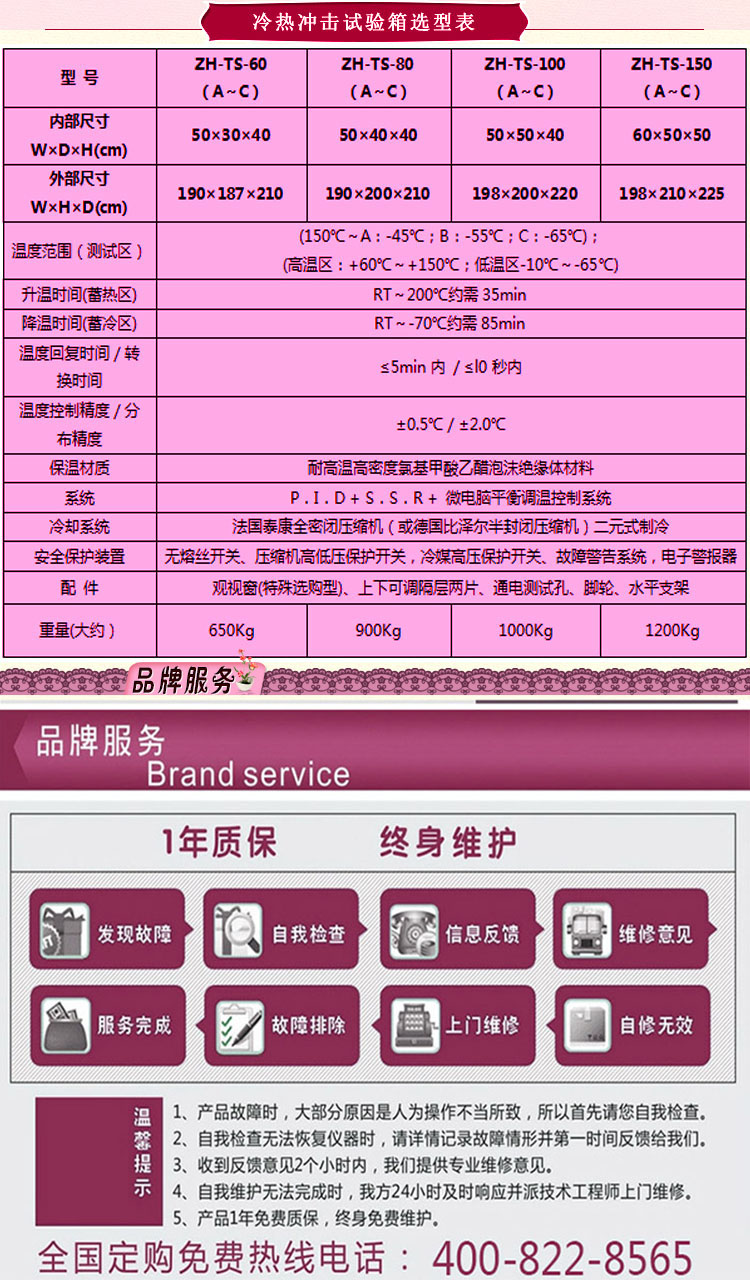 三箱移動式冷熱衝擊草莓视频成人免费選型表介紹